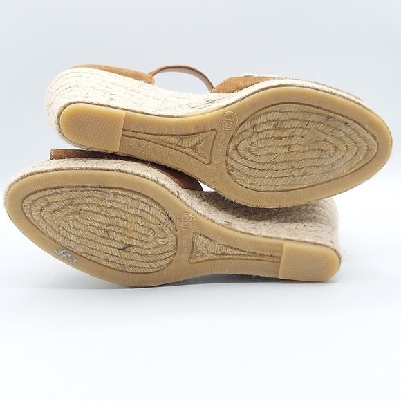 CONCHISA Carol Zaffron Brown Suede Woven Raffia Sandals Made In Spain Size 39 - Picture 8 of 10